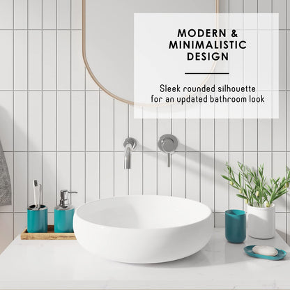 Clara Clark Bathroom Set - Bathroom Set with Adhesive Corner Shower Caddy Hanging, 25PC Bathroom Accessory Set, Teal Shower Curtain Set, Toilet Brush