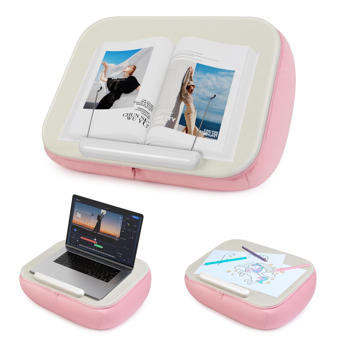 elitehood Bean Bag Laptop Lap Desk, Soft Cushion Stand for Book, Laptop, Tablet, Book Holder for Reading in Bed, Lap Pillow Desk Ideal for Working