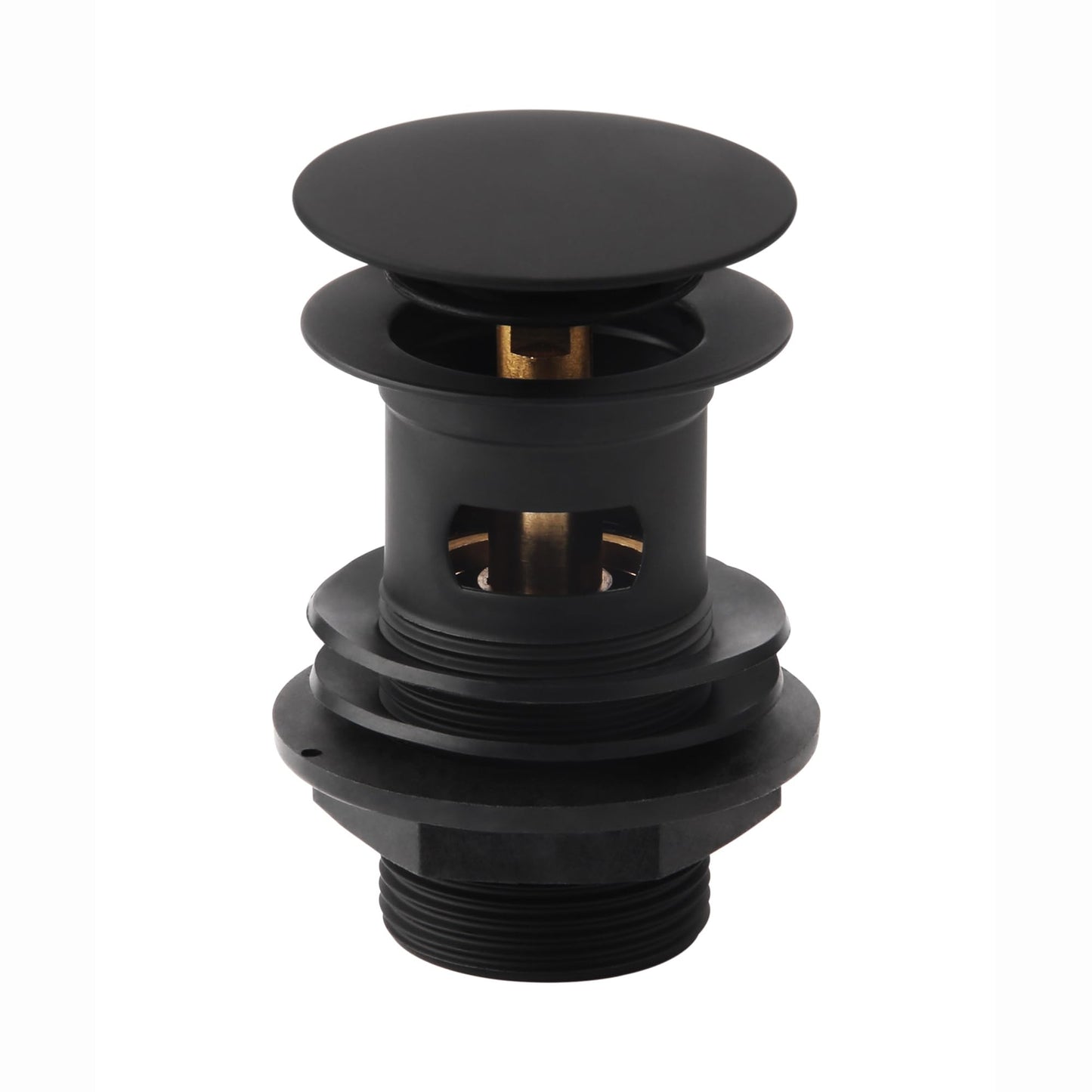 ENKI, W06, Matte Black, Slotted, Standard 1.1/4" Connection Pop Up Basin Waste Sink Plug, Push Button Click Clack Plug, Allows Water to Drain Away,