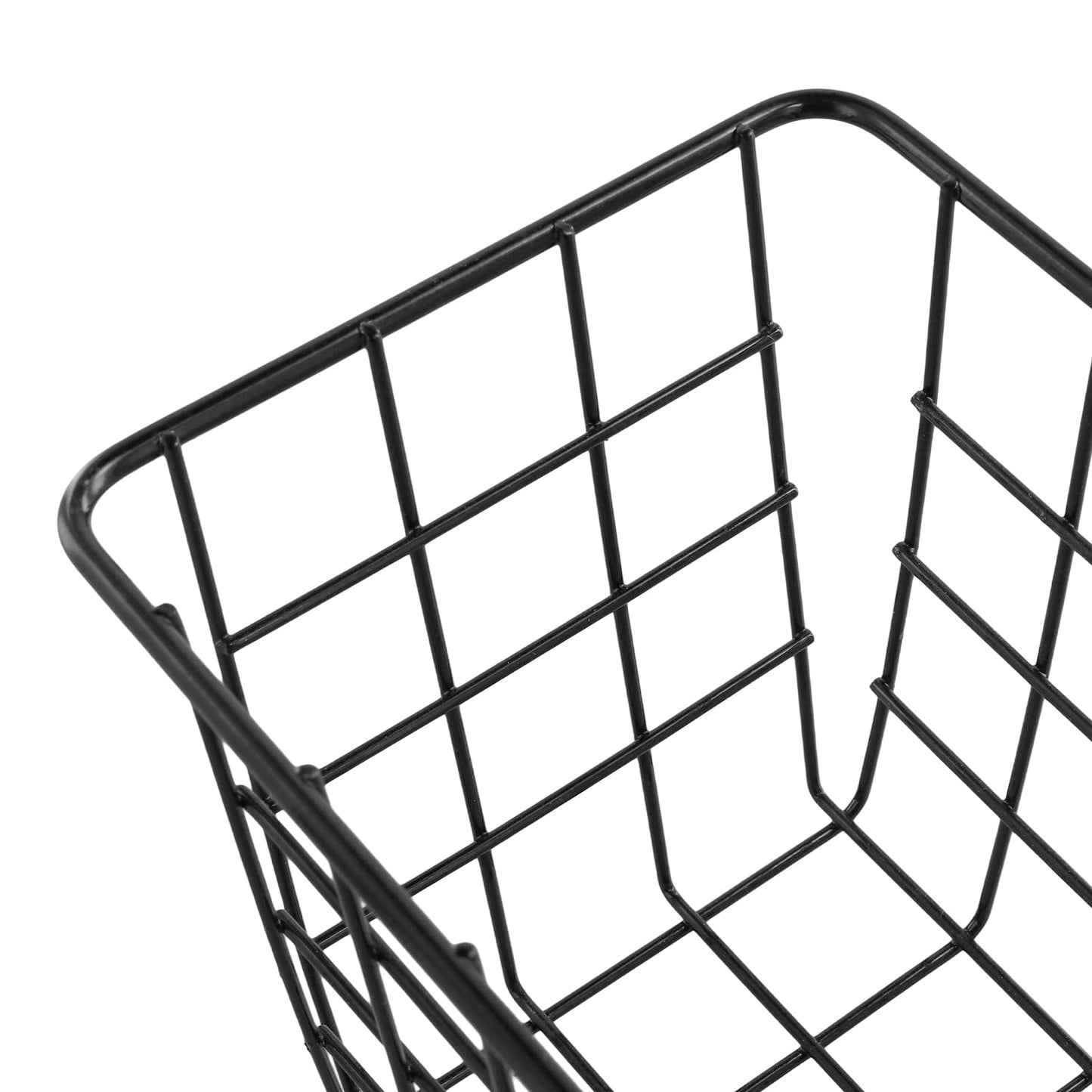 MOUYAT 6 PCS Black Metal Baskets, Kitchen Storage Baskets, 12.5 x 28.5 x 12.5cm Black Wire Basket for Bathroom, Bedroom, Cabinet, Kitchen