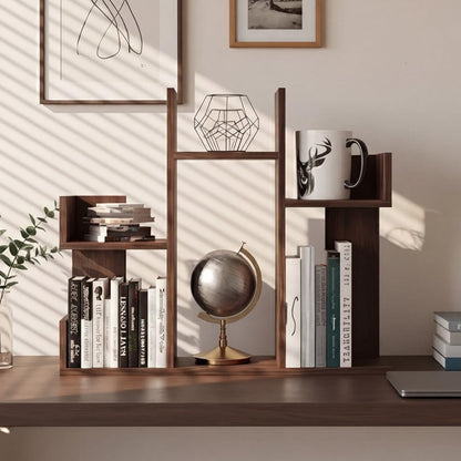 佳木の家 Desktop Wooden Storage and Display Shelf 56x47cm – Bookcase & Spice Rack for Home, Kitchen, Office