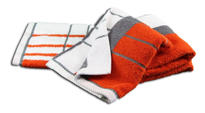 Gözze - Beach Towel, 100% Baumwolle, Berlin, Striped, 70 x 140 cm - Orange/Anthracite