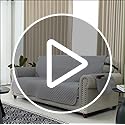XINEAGE Quilted Sofa Covers 4 Seater, Water Resistant Sofa Slipcovers with Pockets, Extra Large Couch Covers for Dogs Pets, Reversible Sofa Protector with Elastic Strap Washable (XL-Sofa, Red)