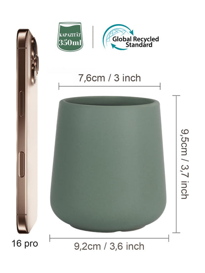 Autumnlife Toothbrush Holder Ceramic, 12 oz Bathroom Toothbrush Cup Green Mouthwash Holder, Reusable Toothbrush Holders for Toothbrush and Toothpaste