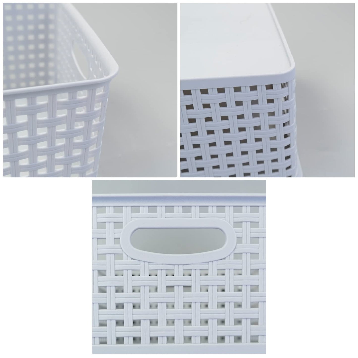 Nesmilers Plastic Weave Storage Basket Box, Storage Baskets Set of 6