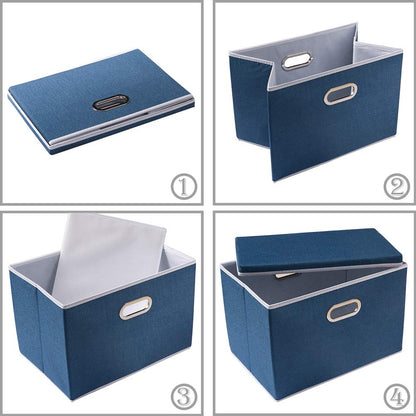 Prandom Storage Boxes with Lids Large,Collapsible Linen Fabric Storage Box,Decorative Bins,Really Useful Box,Clothing