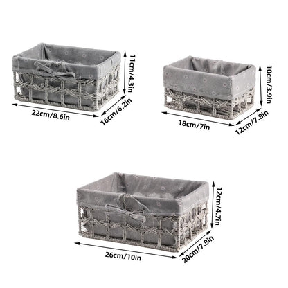 KiKiHong 3Pcs Storage Baskets,Woven Basket Boho Woven Paper Rope Organizers