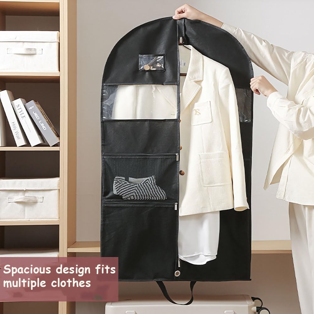Suit Bag, URMI Heavy Duty 110 x 60 x 10 cm Dance Costume Bag Clothes Storage Protector Cover for Travel 10cm Gusseted Suit Carriers with 3 Pockets