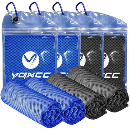 YQXCC 4 Pack Cooling Towels (100x30 cm) Cool Cold Towel, Soft Breathable Chilly Microfibre Towels for Yoga, Golf, Gym, Camping, Running, Fitness, Workout & More Activities