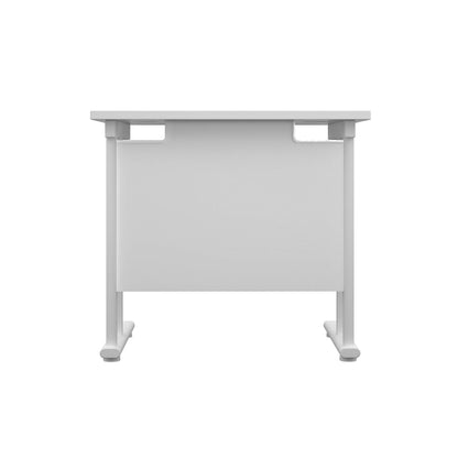 Office Hippo Rechteckiger Freischwinger-Schreibtisch, Metall, Weißer Rahmen, weiße Oberseite, 80 x 60 cm
