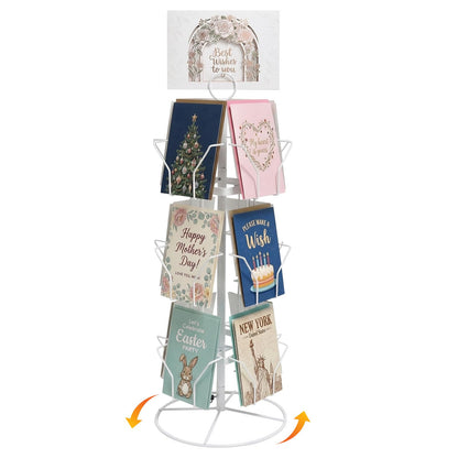 Hocomay 3 Tier Greeting Card Display Stand, 12 Pocket Rotating Greeting Card Organizer