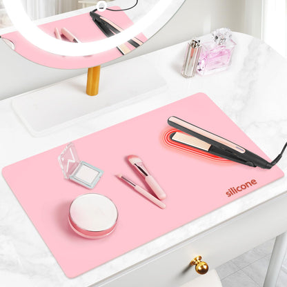Silicone Dressing Table Mat Protector for Makeup, 55x30cm, Sakura Pink
