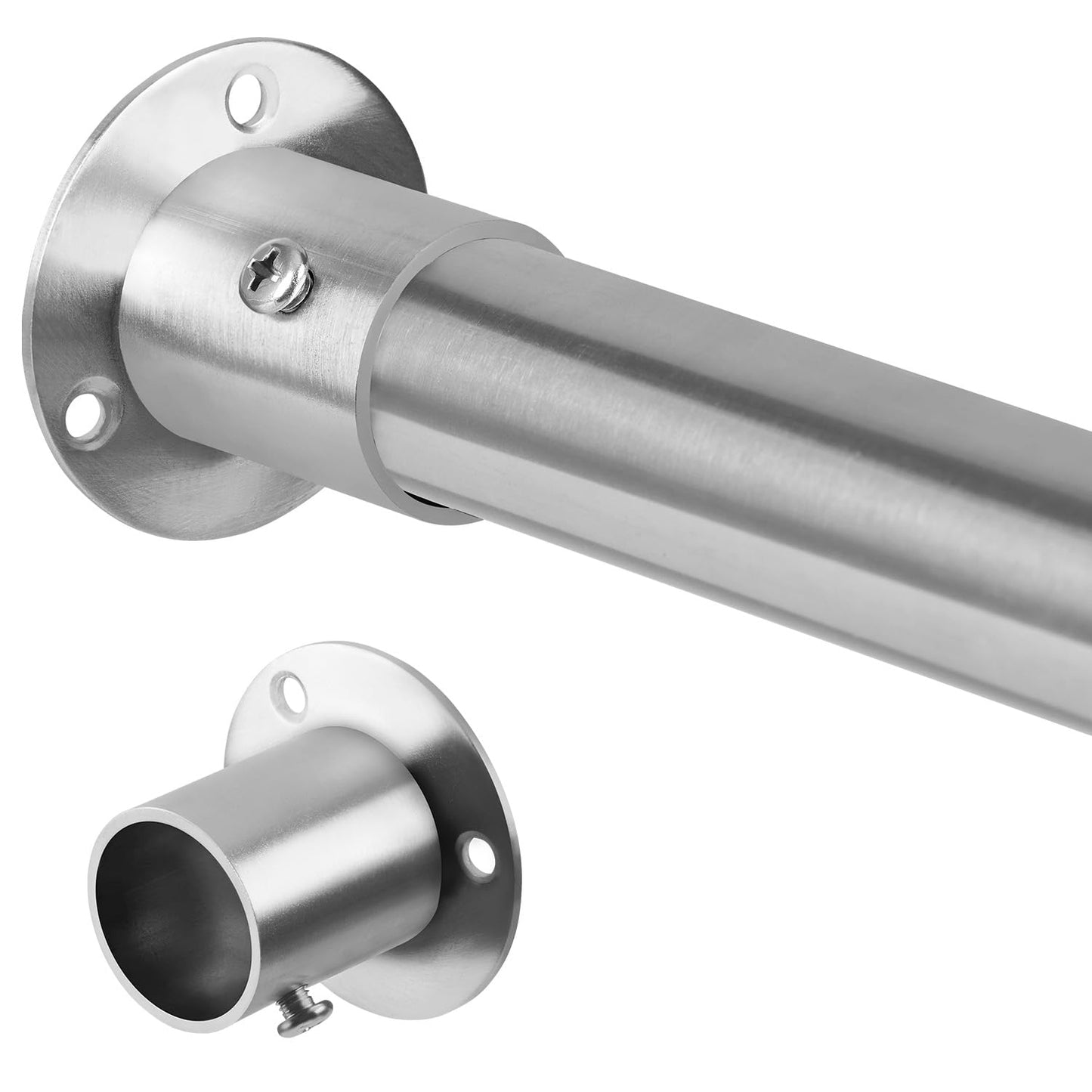 Extendable Wardrobe Rod, Silver Stainless Steel Retractable Wardrobe Rail, 74-103cm Adjustable Clothes Rail for Wardrobe and Balcony (25MM)