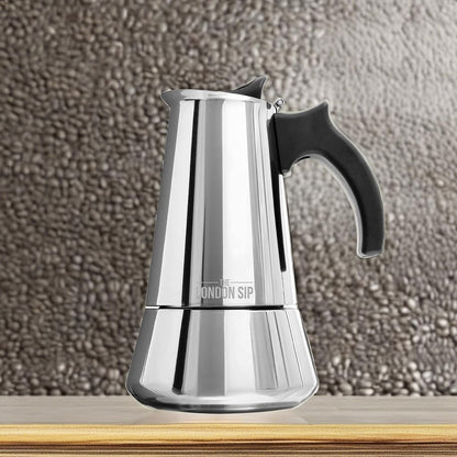 The London Sip Stainless Steel Induction Stovetop Espresso Maker - Make Cafe Quality Italian Style Coffee at Home with This Premium Moka Pot in Modern
