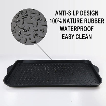 Nicoman Boot Tray Shoe Organiser Soft Rubber Non Slip Washable Multipurpose Plant Rack Mat Plain Black Drip Container Floor Carpet Protection for