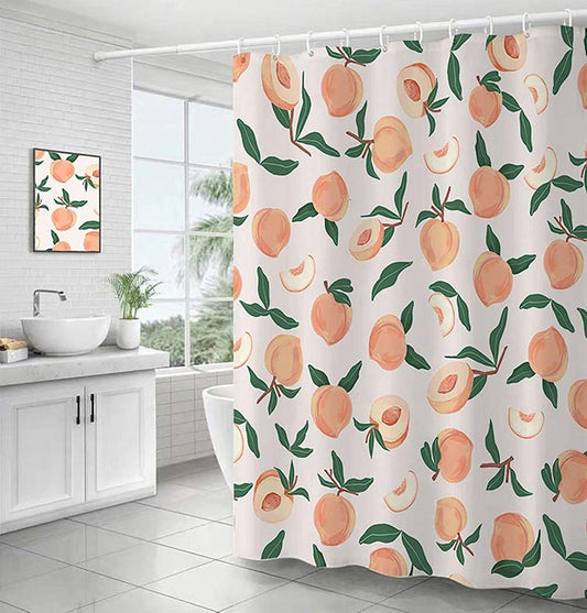 Inshere Decorative Peach Cheetah Shower Curtain 72 x 72 Inch, Bathroom Decor Peach Colored Hanging Bath Curtain with Hooks, Waterproof Fabric, Machine