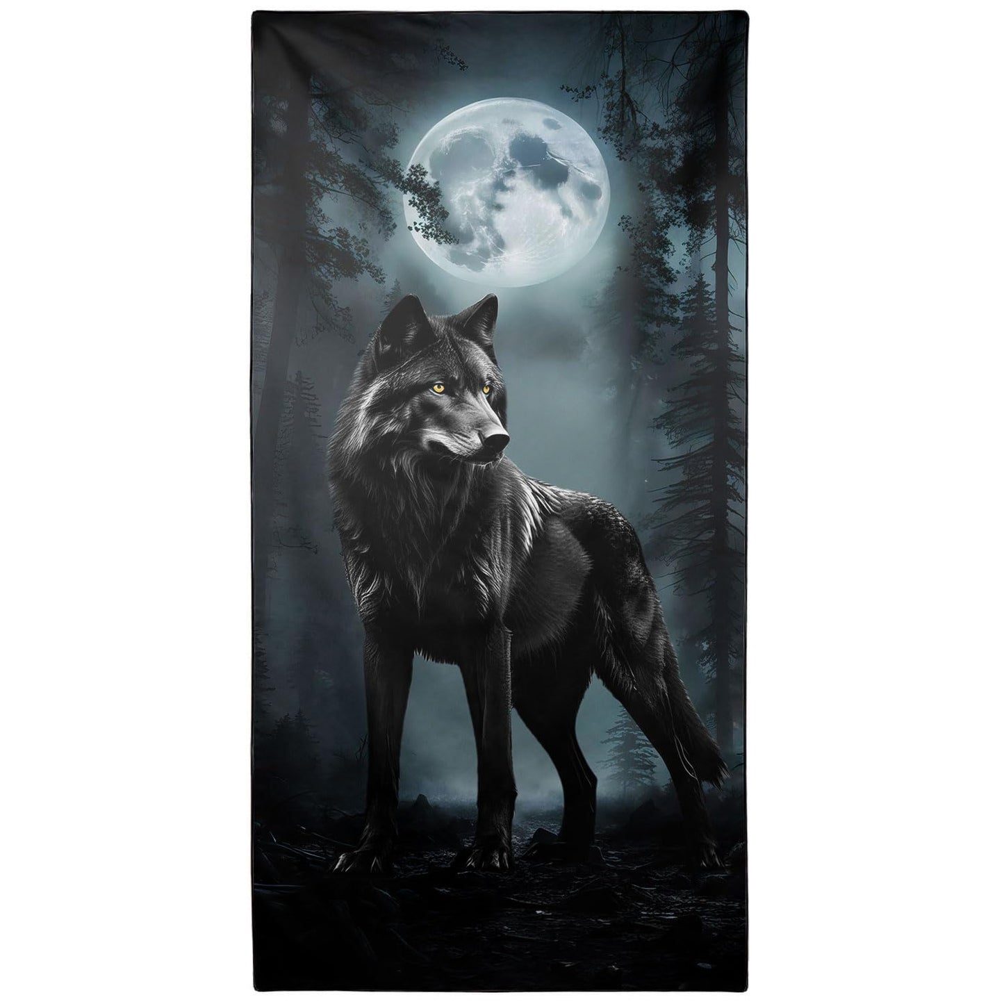 YISUMEI Black Wolf Beach Towels for Adults Extra Large 180 x 90 cm, Microfibre Quick Dry Towel for Travel Swimming Camping Sports