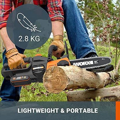 WORX WG322E.9 18V (20V MAX) 25cm Cordless Compact Chainsaw - (Tool Only - Battery & Charger Sold Separately), Black