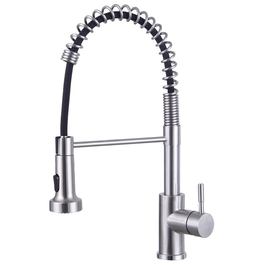 HOTTIST Stainless Steel Kitchen Sink Taps Mixer with Pull Out Spray, Swivel Single Handle High Arc Pull DownKitchen Faucet (Stainless Steel)