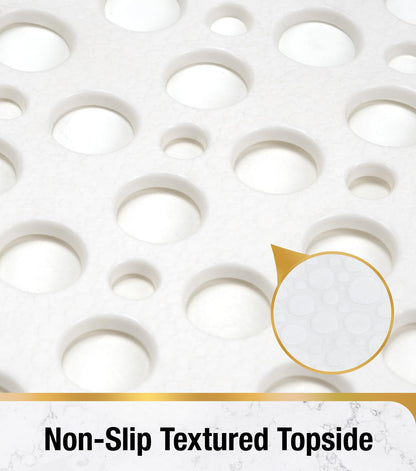 HITSLAM Bath Mat Non Slip Anti Mould, 70 x 38cm TPE Shower Mat for Bathtub & Shower, Machine Washable with Large Drain Holes and Strong Suction Cups