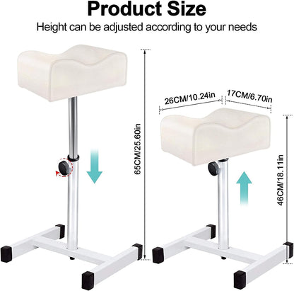 EBANKU Pedicure Foot Rest Stand Stool Salon Spa Beauty Footrest Home Pedicures Adjustable Seat Height Technician Nail Equipment (White)