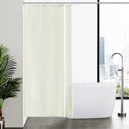 Furlinic Waterproof Shower Curtain Mould Proof Weighted Hem Beige 100×200cm