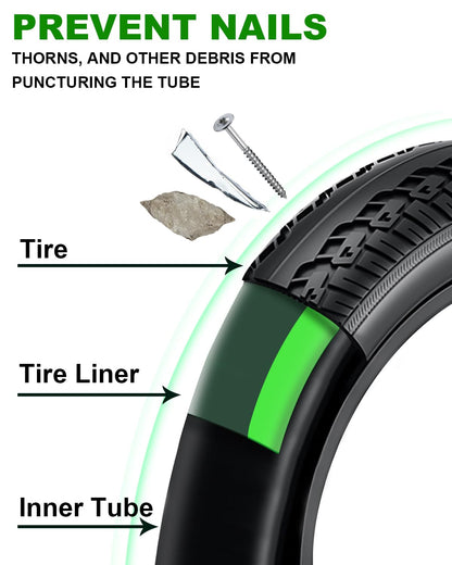 Julai Fat Tyre Liner, Bike Bicycle Tube Flats Self-adhesive Protector Puncture Free Compatible with 20 24 26 28 29 x 4-5 inch