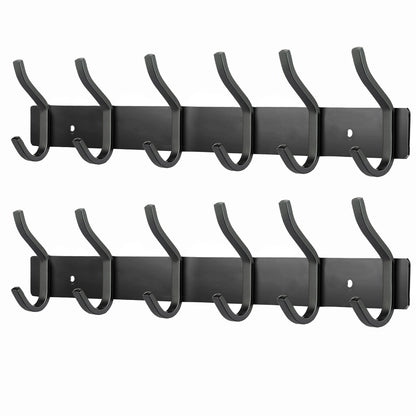 MEIJO Coat Hooks Wall Mounted, Coat Rack Wall Mounted Stainless Steel with 6 Hooks Heavy Duty Coat Hooks for Door, Bedroom, Bathroom, Kitchen