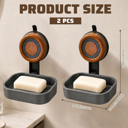 2PCS Double Layer Soap Dish for Shower Wall Mounted Suction Cup Soap Holder