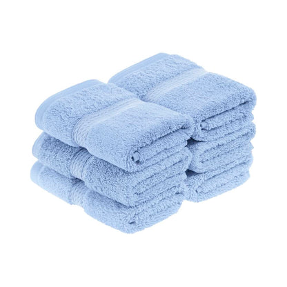 Superior 900 Gram 100% Premium Long-Staple Combed Cotton 6-Piece Face Towel Set, Light Blue
