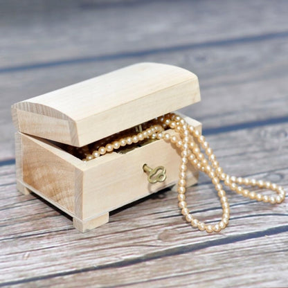 Wooden World - Wooden box with key ecological chest casket for decoupage raw wood 10,5 x 8 x 7,5 cm