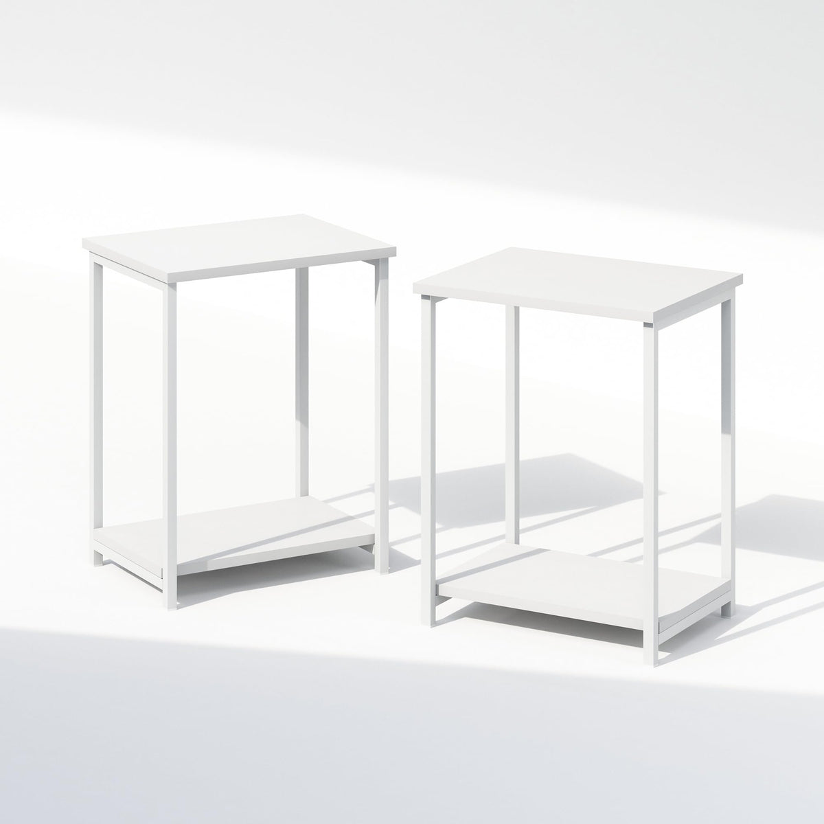 Furinno SIMPLISTIC Night Stand Set of 2, 2-Tier Open Shelf Design Nightstand with Metal Frame, Bedside Table, End Table, Side Table, for Bedroom