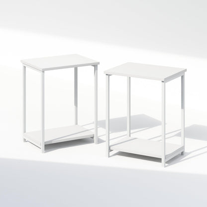 Furinno SIMPLISTIC Night Stand Set of 2, 2-Tier Open Shelf Design Nightstand with Metal Frame, Bedside Table, End Table, Side Table, for Bedroom