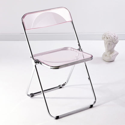 KAIHAOWIN Luxury Modern Transparent Folding Chair Acrylic Folding Chairs-Acrylic Ghost Stackable Crystal Seat-PC Plastic Living Room Seat-Chrome
