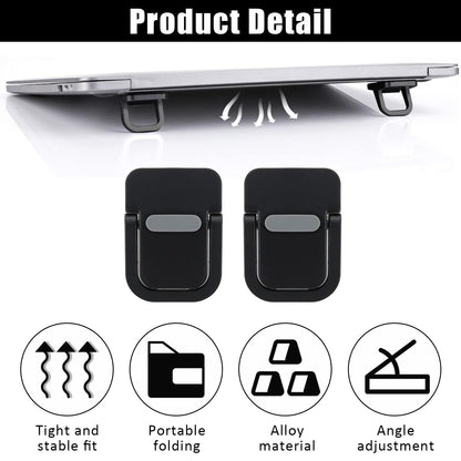 ZEACCT 4-Pack Portable Keyboard Riser, Self-Adhesive Mini Laptop Stand, Foldable & Invisible Adjustable Support for Desk or Laptop (Black)