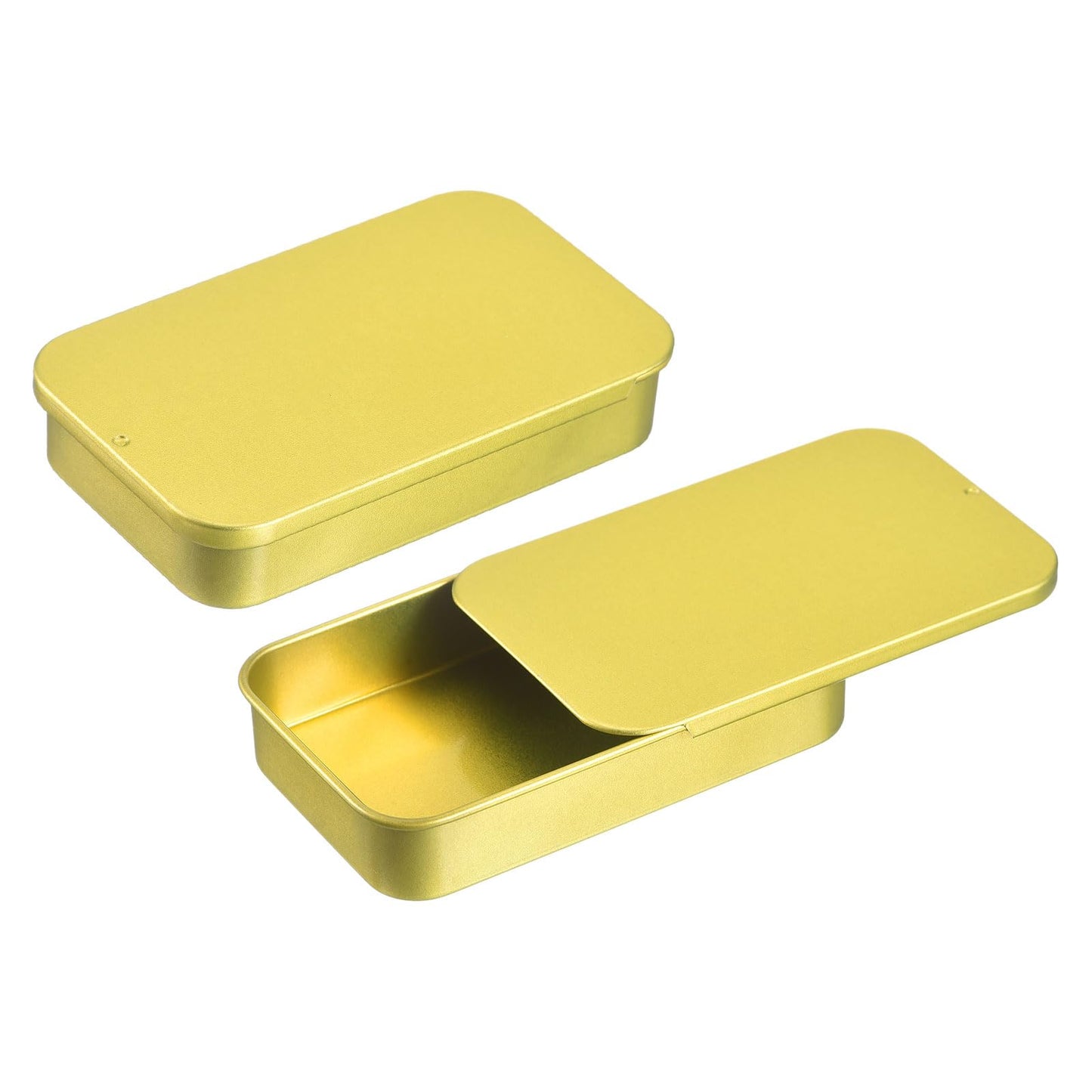 sourcing map 2 Pcs Metal Tin Box Container, 3.1x2x0.6 Inch Slide Top Tin Containers Empty Rectangular Storage Box Portable Mini Tin Case for Candy