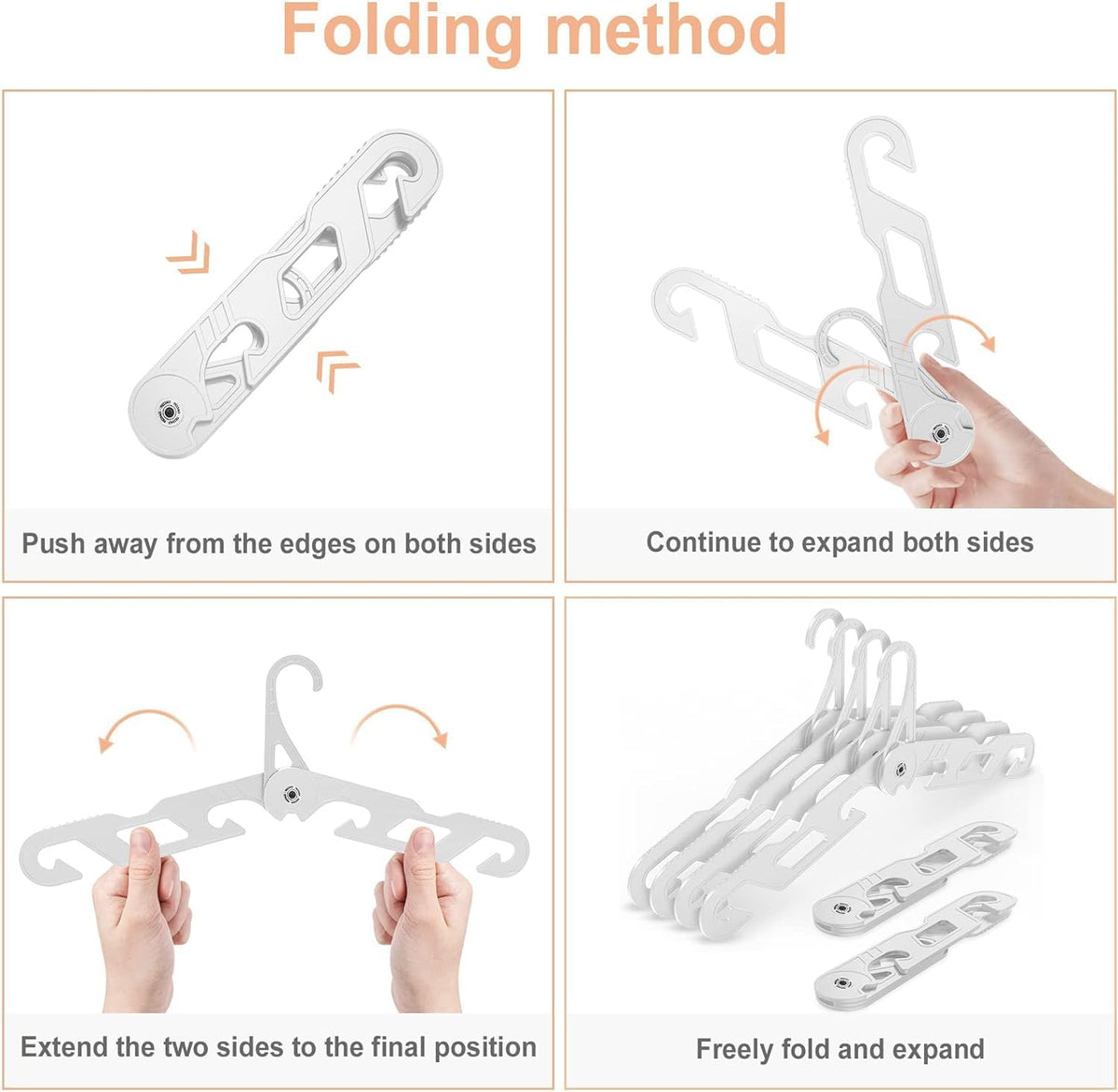 NICEDACK Travel Hangers Foldable, Pack 3 White, Ideal for Travel Packing