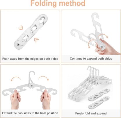 NICEDACK Travel Hangers Foldable, Pack 3 White, Ideal for Travel Packing