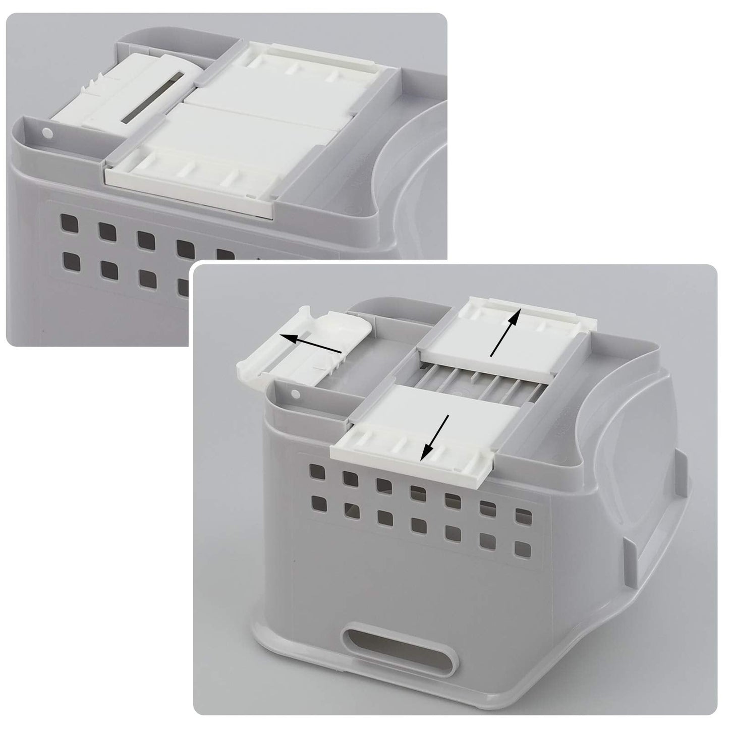 Xowine Set of 3 Plastic Stackable Storage Baskets, Gray Stacking Basket