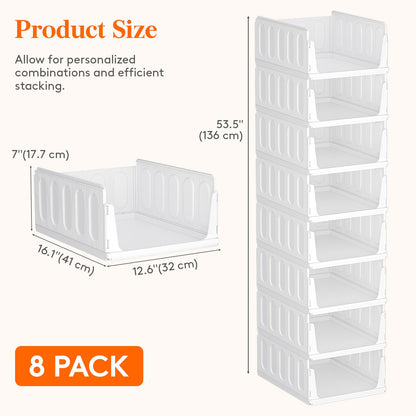 Lifewit 8 Pack Wardrobe Storage Organiser Stackable Boxes 41 cm Depth