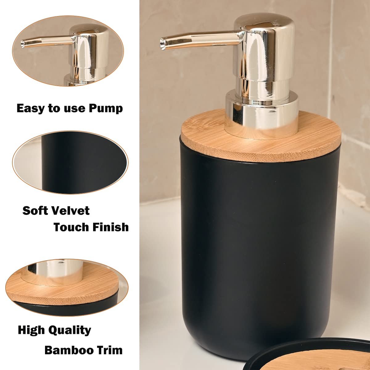 Yorkmills 6 Pieces Black Bathroom Accessories set
