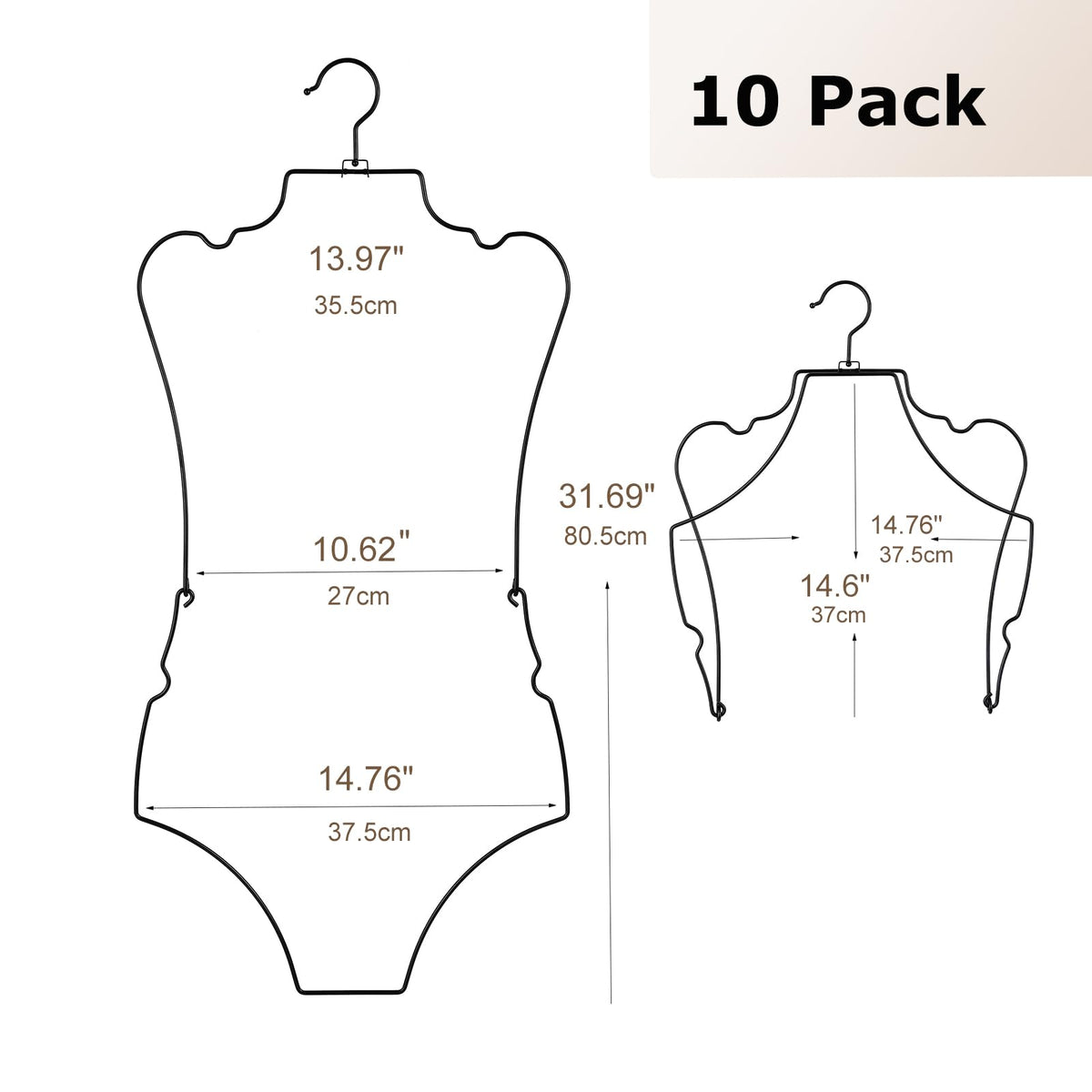 Arekuaei Foldable Metal Bikini Body Shape Hangers for Swimwear Bikini Display (Black)