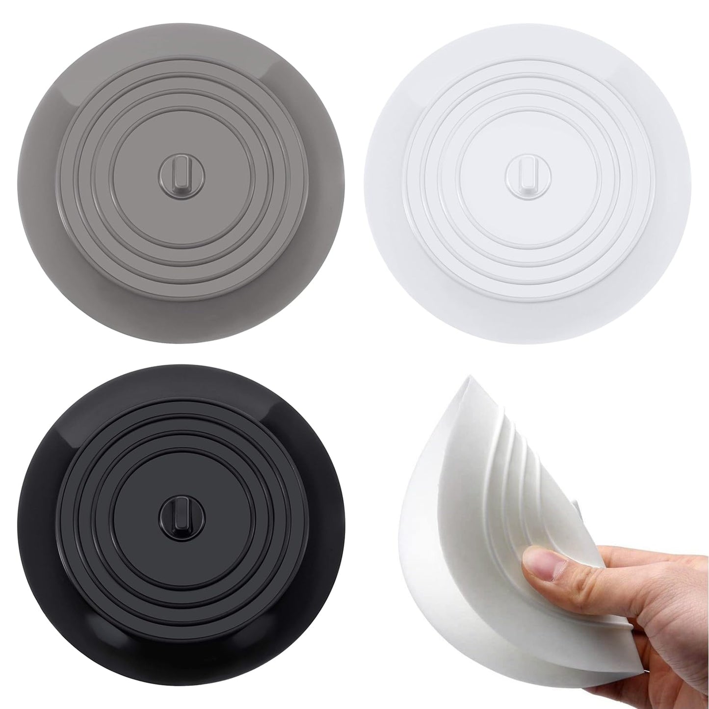 SYEYCW 3 Pcs Drain Stopper, Silicone Tub Stopper, 6 inch Durable Silicone Plug with Effective Seal, Drain Stopper Universal Sink Plug