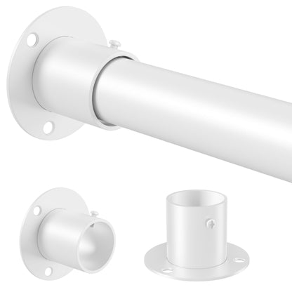 Venwemong Wardrobe Rod,70-90cm Adjustable Clothes Hanging Rail, Stainless Steel with Fixing Accessories for Closet & Storage, White, Diameter 32mm