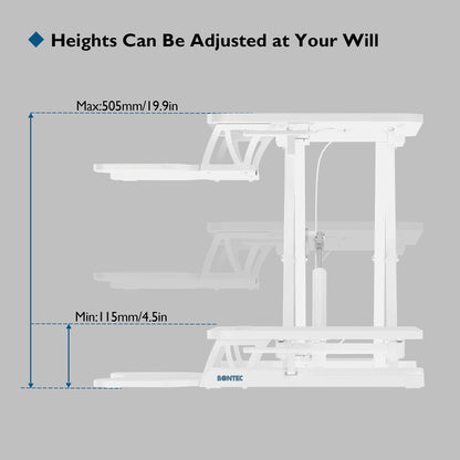 BONTEC 80cm Standing Desk Converter, Dual-Tier Height Riser, 15kg, White