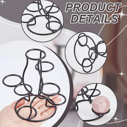 NBEADS Crystal Ball Holders, 7 Eggs Display Stand Black Iron Multi-Sphere Display Holder for Crystal Ball Sphere Globe Home Office Decor Ornament
