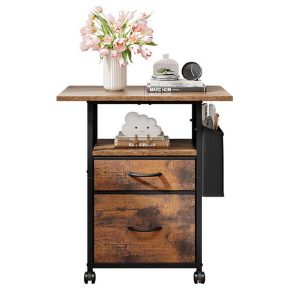 Printer Stand with 2 Fabric Drawers Mobile File Cabinet,End Table On Wheel