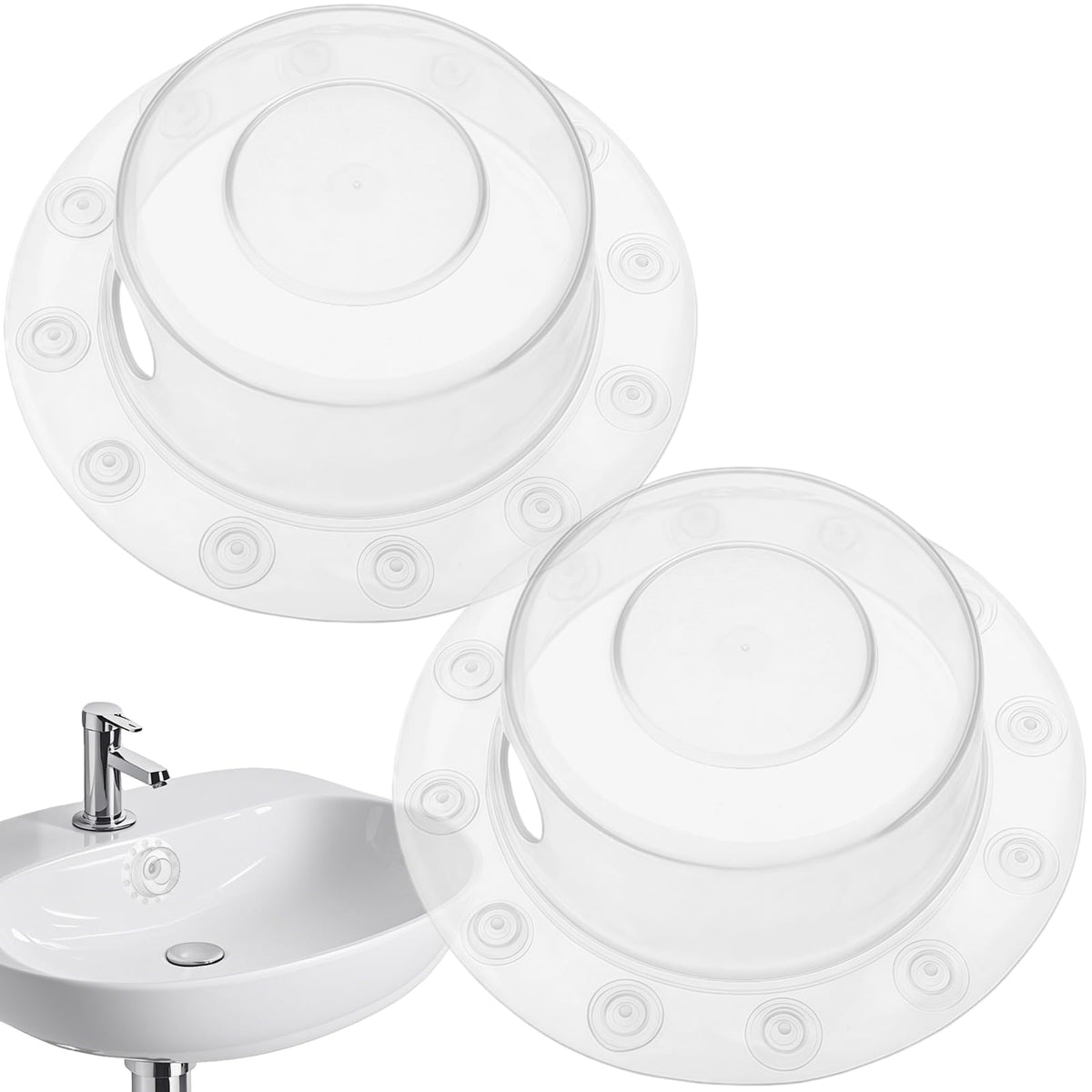 2 PCS Bathtub Overflow Drain Covers Clear Silicone Bath Overflow Stopper Deep Bath Drain Cover Adds Inches of Tub Water Durable Hole Protection