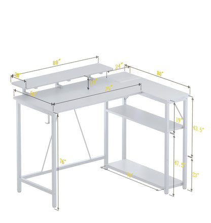 Xyphren L Shaped Gaming Desk with RGB LED Lights & Power Outlets,Corner Computer Desk with Adjustable Shelves