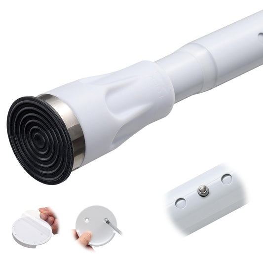 White Shower Curtain Rod tension no drill, 42 to 115 inch Adjustable Heavy Duty black shower tension curtain rod for bathroom Closet Windows
